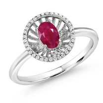 Gem Stone King 925 Sterling Silver Red Ruby Ring for Women (1.08 Cttw, Oval 6X4MM, Gemstone July Birthstone, Size 6)