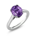 thumbnail image 1 of Gem Stone King 925 Sterling Silver Ring Amethyst Moissanite (3.23 Cttw), 1 of 3