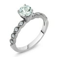 thumbnail image 1 of Gem Stone King 925 Sterling Silver Ring Round Sky Blue Aquamarine and Moissanite (0.87 Cttw, Size 7), 1 of 2