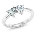 thumbnail image 1 of Gem Stone King 925 Sterling Silver Ring Set with Heart Shape Sky Blue Aquamarine and Moissanite Near Colorless (GH, Size 8) (0.92 Cttw, Size 8), 1 of 6