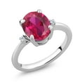 thumbnail image 1 of Gem Stone King 925 Sterling Silver Ring Created Ruby Moissanite (3.03 Cttw), 1 of 5