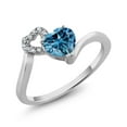 thumbnail image 1 of Gem Stone King 925 Sterling Silver Fashion Right-Hand Ring Heart Shape Persian Blue Moissanite and (0.91 Cttw, Size 7), 1 of 2