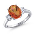 thumbnail image 1 of Gem Stone King 925 Sterling Silver Ring Mystic Quartz Moissanite (3.16 Cttw), 1 of 7