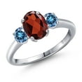 thumbnail image 1 of Gem Stone King 925 Sterling Silver Ring Oval Garnet and Persian Blue Moissanite (1.96 Cttw), 1 of 6