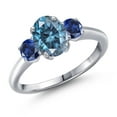 thumbnail image 1 of Gem Stone King 925 Sterling Silver Ring Persian Blue Moissanite and Created Sapphire (1.88 Cttw), 1 of 6