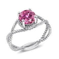 thumbnail image 1 of Gem Stone King 925 Sterling Silver Ring Pink Round Moissanite (1.20 Cttw), 1 of 6