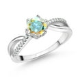thumbnail image 1 of Gem Stone King 925 Sterling Silver Ring Round Mystic Topaz and Moissanite (1.08 Cttw) (Size 7), 1 of 4