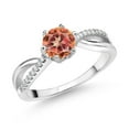 thumbnail image 1 of Gem Stone King 925 Sterling Silver Ring Round Mystic Topaz and Moissanite (1.08 Cttw) (Size 5), 1 of 4