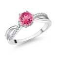 thumbnail image 1 of Gem Stone King 925 Sterling Silver Ring Round Mystic Topaz and Moissanite (1.58 Cttw) (Size 6), 1 of 4
