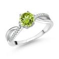 thumbnail image 1 of Gem Stone King 925 Sterling Silver Ring Round Peridot and Moissanite (1.08 Cttw) (Size 8), 1 of 4