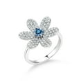 thumbnail image 1 of Gem Stone King 925 Sterling Silver Ring Round Persian Blue Moissanite (1.21 Cttw), 1 of 5