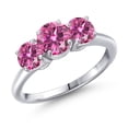 thumbnail image 1 of Gem Stone King 925 Sterling Silver Pink Moissanite Engagement Ring for Women | 1.80 Cttw | Round 6MM | Gemstone Birthstone | Size 8, 1 of 6