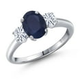 thumbnail image 1 of Gem Stone King 925 Sterling Silver Ring Sapphire Moissanite (2.26 Cttw), 1 of 7