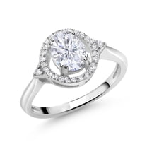 Gem Stone King 925 Sterling Silver Ring Set with Near Colorless (GH, Size 8) Oval Moissanite (1.24 Cttw, Size 8)