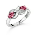thumbnail image 1 of Gem Stone King 925 Sterling Silver Pink Topaz and White Created Sapphire Infinity Love Knot Ring for Women | 1.11 Cttw | Oval 6X4MM | Gemstone Birthstone | Jewelry Gifts for Mom Wife Her | Size 5, 1 of 5