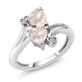 thumbnail image 1 of Gem Stone King 925 Sterling Silver Rose Rose Quartz and White Moissanite Ring for Women (1.46 Cttw, Heart Shape 6MM, Gemstone Birthstone, Available in Size 5, 6, 7, 8, 9), 1 of 6