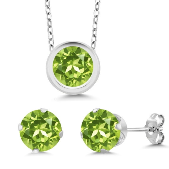 Gem Stone King Round Pendant and Earrings Jewelry Set for Women | 925 Sterling Silver | Round 6MM | Gemstone Birthstone | With 18 inch Silver Chain | Fine Jewelry Gifts for Her Mom Women Wife