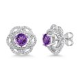 thumbnail image 1 of Gem Stone King 925 Sterling Silver Round Amethyst and Moissanite Stud Earrings for Women with Removable Jackets (2.72 Cttw, Gemstone Birthstone, Round 6MM), 1 of 6