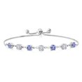 thumbnail image 1 of Gem Stone King 925 Sterling Silver Round Blue Tanzanite and White Lab Grown Diamond Tennis Bracelet for Women (2.72 Cttw, Gemstone December Birthstone, Round 4.5MM, Fully Adjustable up to 9 inch), 1 of 4