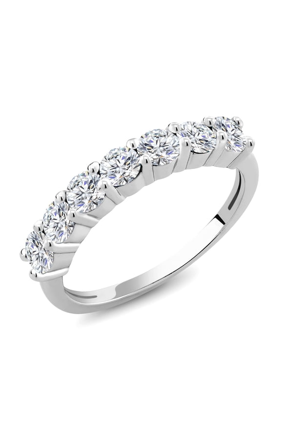 925 Sterling Silver Round E-F Lab Grown Diamond Anniversary Ring for Women (1.19 Cttw, Gemstone Birthstone, Size 5)