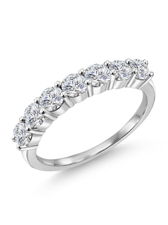 925 Sterling Silver Round E-F Lab Grown Diamond Anniversary Ring for Women (1.19 Cttw, Gemstone Birthstone, Size 7)
