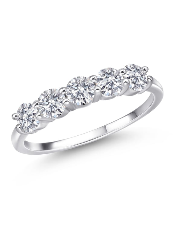 925 Sterling Silver Round E-F Lab Grown Diamond Engagement Ring for Women (1.35 Cttw, Available in Size 5, 6, 7, 8, 9)