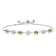 thumbnail image 1 of Gem Stone King 925 Sterling Silver Round Green Peridot and White Lab Grown Diamond Tennis Bracelet for Women (3.00 Cttw, Gemstone August Birthstone, Round 4.5MM, Fully Adjustable up to 9 inch), 1 of 4