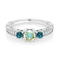 thumbnail image 1 of Gem Stone King 925 Sterling Silver Round Mercury Mist Mystic Topaz and London Blue Topaz Ring for Women (0.94 Cttw, Gemstone Birthstone, Size 8), 1 of 4
