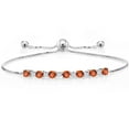 thumbnail image 1 of Gem Stone King 925 Sterling Silver Round Orange Sapphire Tennis Bracelet for Women (1.35 Cttw, Fully Adjustable up to 9 inch), 1 of 4