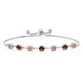 thumbnail image 1 of Gem Stone King 925 Sterling Silver Round Pink Lab Grown Diamond and Red Garnet Tennis Bracelet for Women (2.94 Cttw, Gemstone April Birthstone, Round 4.5MM, Fully Adjustable up to 9 inch), 1 of 4
