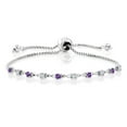 thumbnail image 1 of Gem Stone King 925 Sterling Silver Round Purple Amethyst and White Diamond Tennis Bracelet for Women (0.63 Cttw, Gemstone Birthstone, Fully Adjustable up to 9 inch), 1 of 3