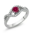 thumbnail image 1 of Gem Stone King 925 Sterling Silver Round Red Created Ruby Infinity Ring for Women (0.94 Cttw, Size 9), 1 of 3