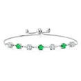 thumbnail image 1 of Gem Stone King 925 Sterling Silver Round White Lab Grown Diamond and Green Nano Emerald Tennis Bracelet for Women (2.80 Cttw, Gemstone April Birthstone, Round 4.5MM, Fully Adjustable up to 9 inch), 1 of 4