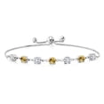 thumbnail image 1 of Gem Stone King 925 Sterling Silver Round White Lab Grown Diamond and Yellow Citrine Tennis Bracelet for Women (2.56 Cttw, Gemstone April Birthstone, Round 4.5MM, Fully Adjustable up to 9 inch), 1 of 4