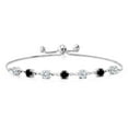 thumbnail image 1 of Gem Stone King 925 Sterling Silver Round White Moissanite and Black Diamond Tennis Bracelet for Women (2.43 Cttw, Gemstone Birthstone, Round 4.5MM, Fully Adjustable up to 9 inch), 1 of 4