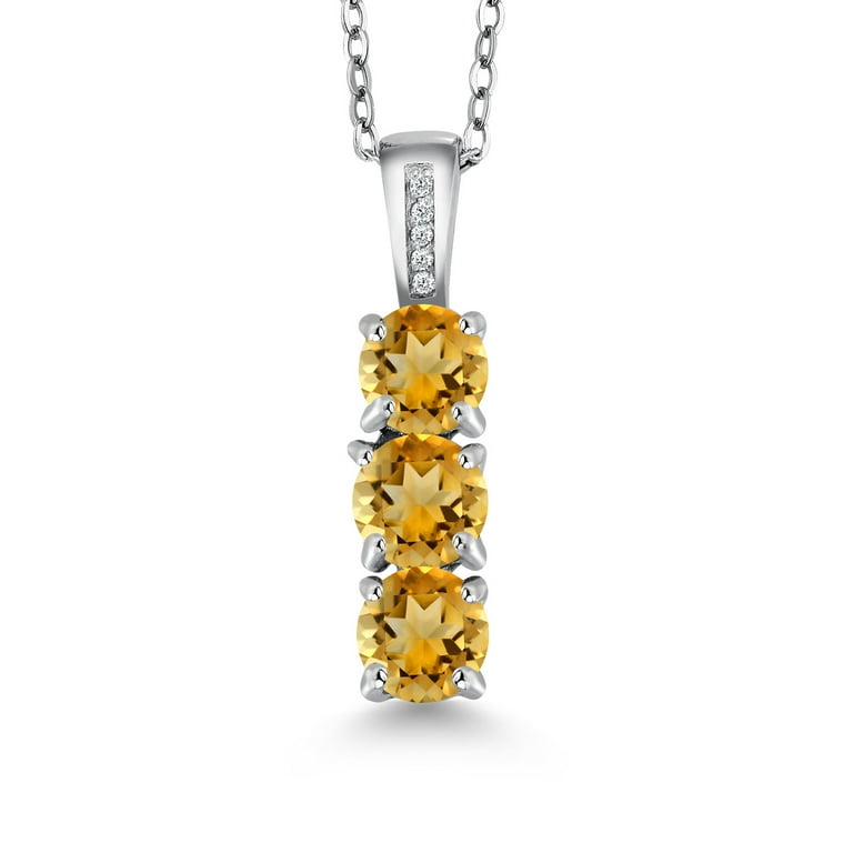 Gem Stone King 925 Sterling Silver Round Yellow Citrine and