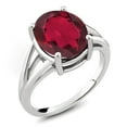 thumbnail image 1 of Gem Stone King 925 Sterling Silver Ruby Red Mystic Quartz Ring for Women (4.00 Cttw, Gemstone Birthstone, Oval 12X10MM, Available in Size 5,6,7,8,9), 1 of 5