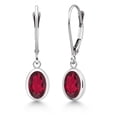 thumbnail image 1 of Gem Stone King 925 Sterling Silver Ruby Red Mystic Topaz Drop Dangle Leverback Earrings for Women (2.60 Cttw, Gemstone, Oval 8X6MM), 1 of 4