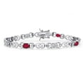 thumbnail image 1 of Gem Stone King 925 Sterling Silver Red Mystic Topaz and Lab Grown Diamond Bracelet for Women | 4.01 Cttw | Gemstone November Birthstone | Oval 6X4MM | Length 7.25 inches, 1 of 6