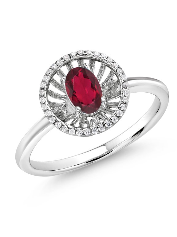 925 Sterling Silver Ruby Red Mystic Topaz Ring for Women (0.98 Cttw, Oval 6X4MM, Gemstone Birthstone, Size 5)