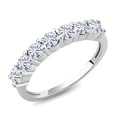 thumbnail image 1 of Gem Stone King 925 Sterling Silver Set with Moissanite Anniversary Ring for Women (1.12 Cttw, Gemstone Birthstone, Size 9), 1 of 4