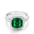 thumbnail image 1 of Gem Stone King 925 Sterling Silver Simulated Emerald and White Created Sapphire Engagement Ring for Women (3.00 Cttw, Available in Size 5, 6, 7, 8, 9), 1 of 6