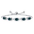 thumbnail image 1 of Gem Stone King 925 Sterling Silver Simulated Green Opal Bracelet for Women (3.15 Cttw, Gemstone October Birthstone, Oval Cabochon 7X5MM, Fully Adjustable up to 9 inches), 1 of 5