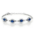 thumbnail image 1 of Gem Stone King 2.36 Cttw Simulated Sapphire Tennis Bracelet for Women | 925 Sterling Silver | 7 inch with 1 inch Extender | Fine Jewelry Gifts for Her Mom Women Wife, 1 of 6