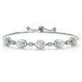 thumbnail image 1 of Gem Stone King 925 Sterling Silver Simulated White Opal and Moissanite Tennis Bracelet for Women | 5.00 Cttw | Gemstone October Birthstone | Oval Cabochon 7X5MM | Fully Adjustable 10 inch, 1 of 6