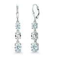 thumbnail image 1 of Gem Stone King 925 Sterling Silver Sky Blue Aquamarine 3 Stone Dangle Earrings for Women (5.40 Cttw, Gemstone March Birthstone, Oval 8X6MM, 7X5MM and 6X4MM), 1 of 6