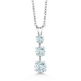 thumbnail image 1 of Gem Stone King 925 Sterling Silver Sky Blue Aquamarine 3 Stone Pendant Necklace for Women (1.37 Cttw, Gemstone March Birthstone, Round 6MM, 5MM and 4MM, with 18 inch Chain), 1 of 4
