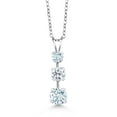 thumbnail image 1 of Gem Stone King 925 Sterling Silver Sky Blue Aquamarine 3 Stone Pendant Necklace for Women (1.47 Cttw, Gemstone March Birthstone, Round 6MM, 5MM and 4MM, with 18 inch Chain), 1 of 4