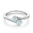 thumbnail image 1 of Gem Stone King 925 Sterling Silver Sky Blue Aquamarine Bypass Ring for Women (0.74 Cttw, Gemstone March Birthstone, Round 4MM, Available in Size 5, 6, 7, 8, 9), 1 of 4