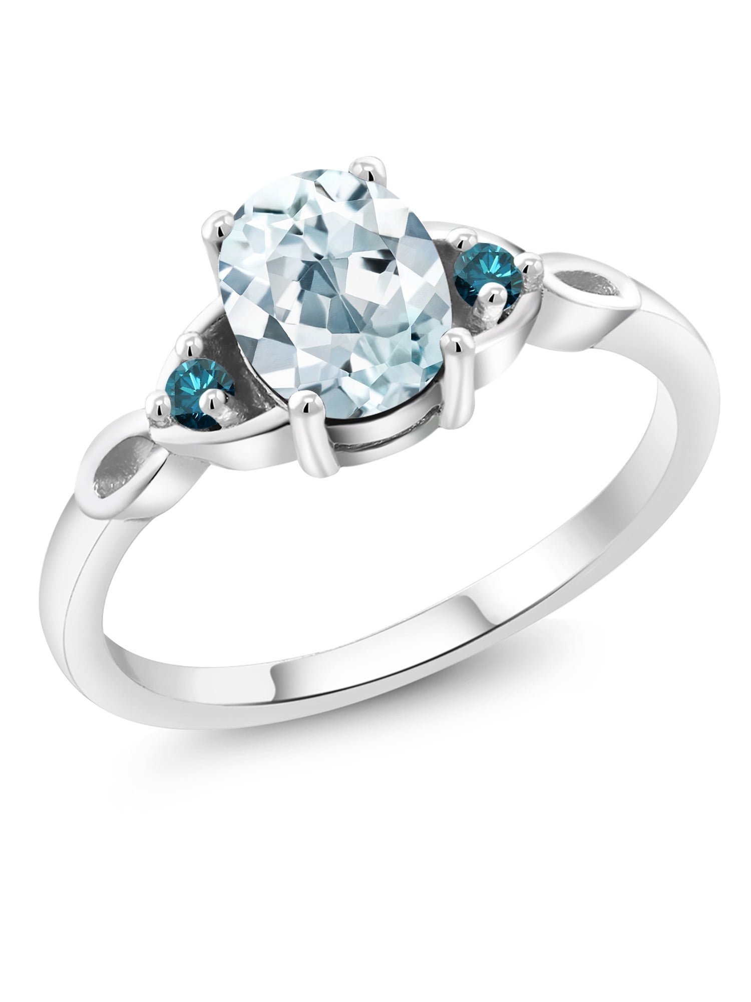 Gem Stone King 925 Sterling Silver Sky Blue Aquamarine and Blue